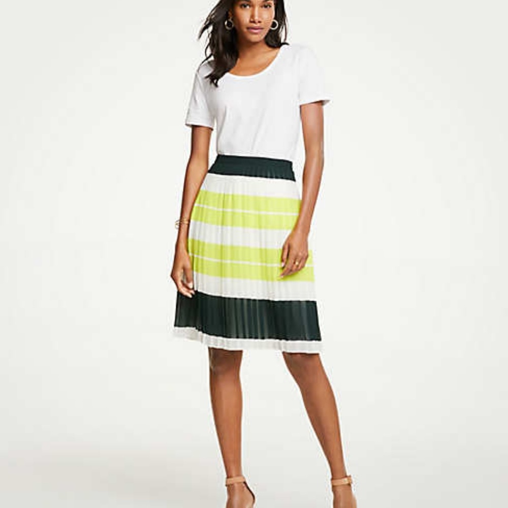 Ann Taylor Bold Striped Pleated Skirt NWT